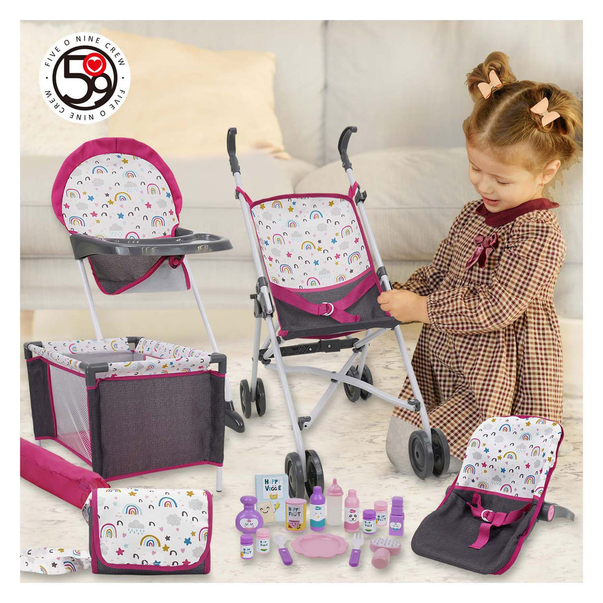 Komplettes Puppenspielset, 21-teilig.