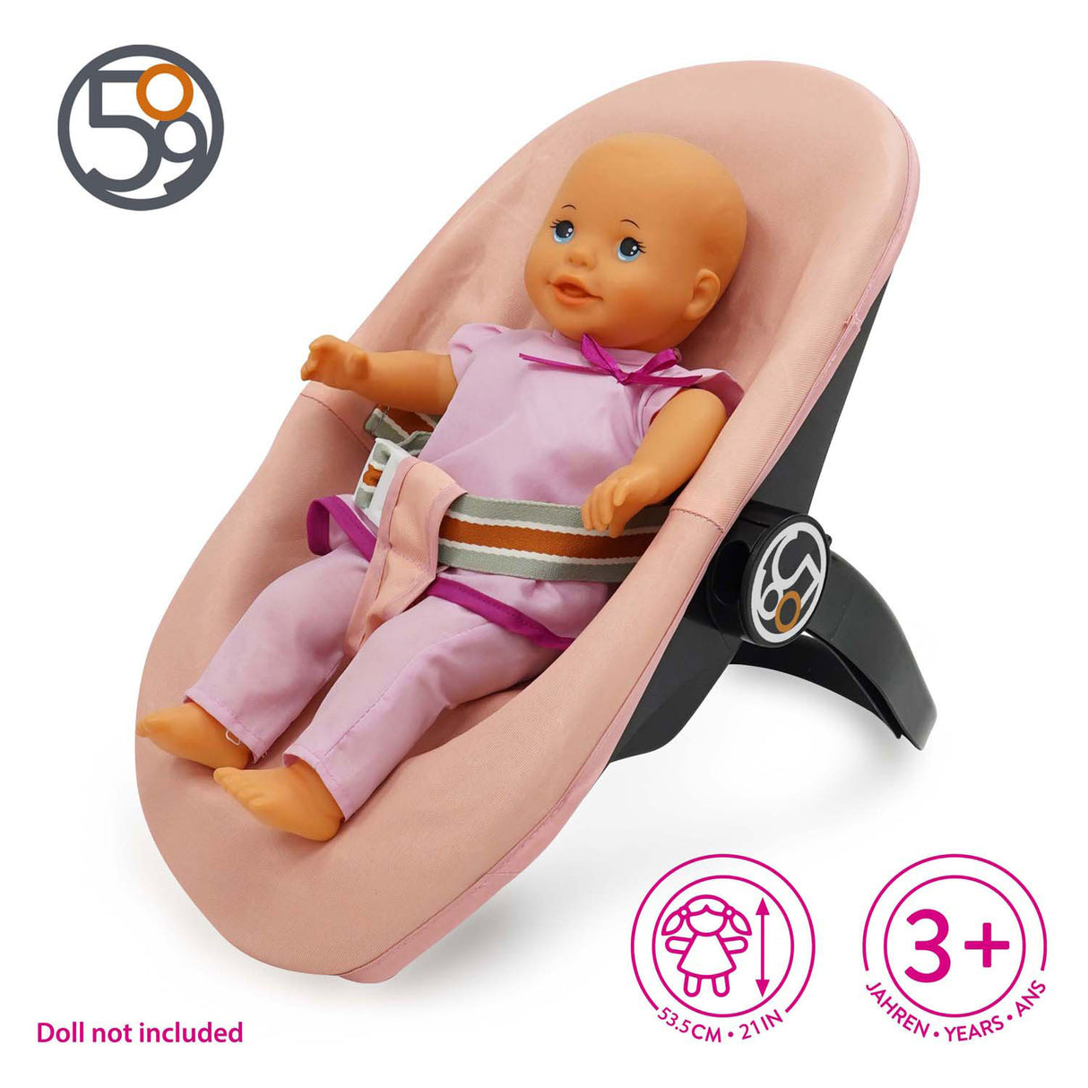 3-in-1-Puppenautositz – rosa