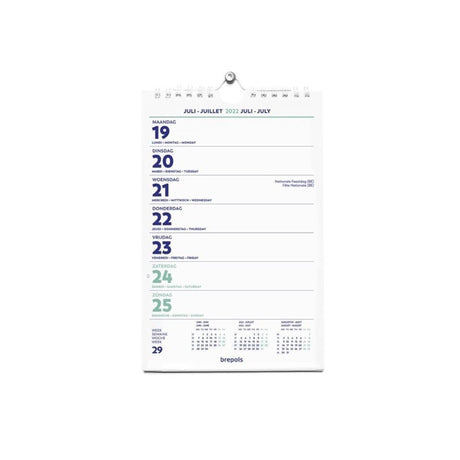 Brepols wandkalender weekkalender 2026 =2 spiraal 13x21cm