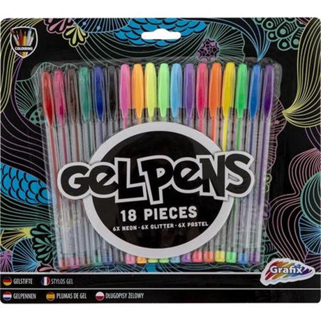 Grafix Gel Penny Set Neon Glitter Pastell, 18dlg.