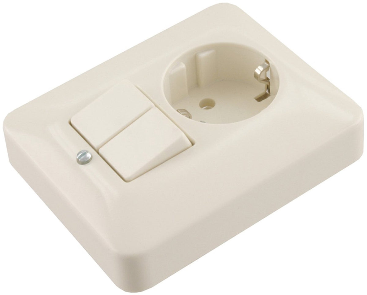 Busch-Jaeger SI-Einbau-Basiselement-Kombi-Wandsteckdose (WC) ra 1fach + Serienschalter creme