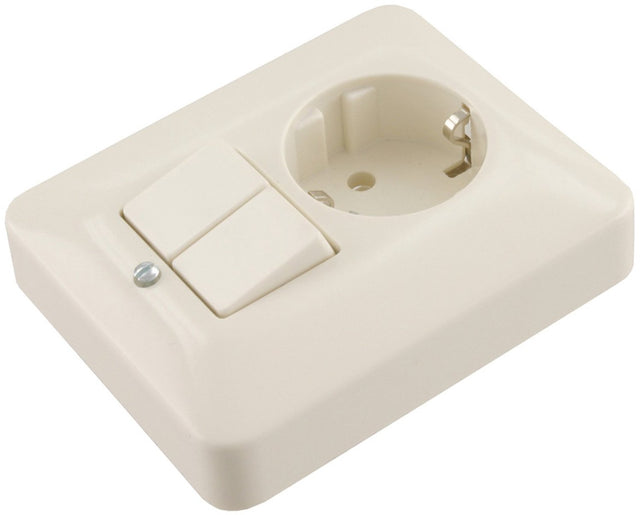 Busch-Jaeger SI-Einbau-Basiselement-Kombi-Wandsteckdose (WC) ra 1fach + Serienschalter creme