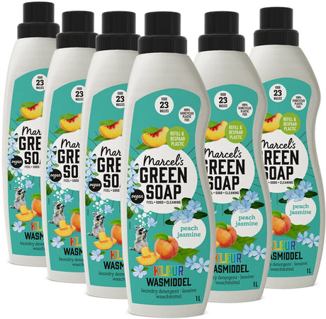 Marcel's green soap kleur wasmiddel - perzik jasmijn - 6 x 1l - 139 wasbeurten