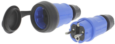Q-Link-Steckerset - Stecker und Buchse - Schwarz - Blau