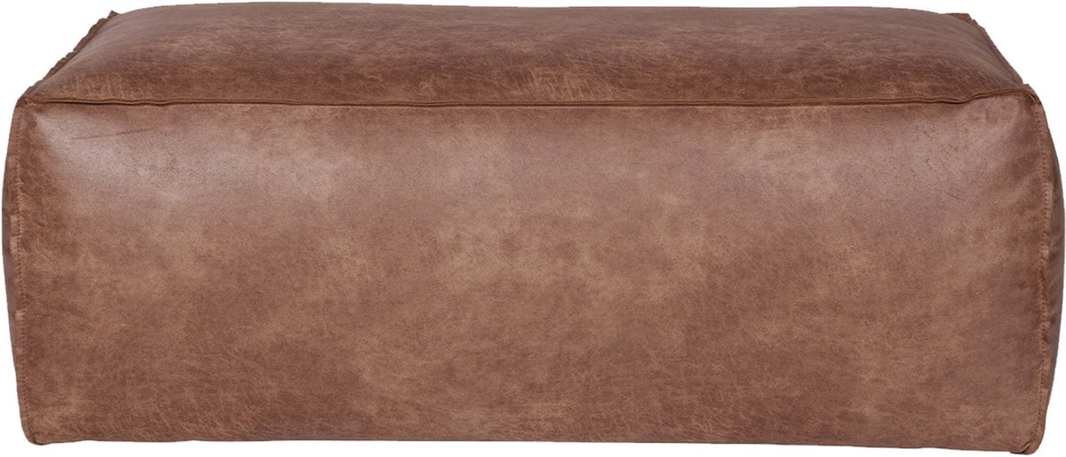 Woood Rodeo Pouf - recyceltes Leder - Cognac - 43x120x60