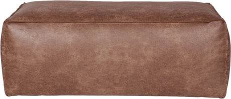 Woood rodeo poef - recycle leer - cognac - 43x120x60