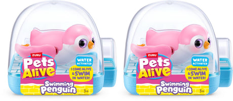 Pets alive zuru zwemmende pinguïn 2-pack (roze) - badspeelgoed