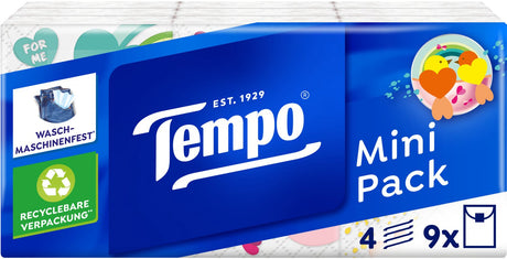 Tempo Mini-Packung – 4-lagige Taschentücher – 40 x 9 Packungen = 360 Packungen