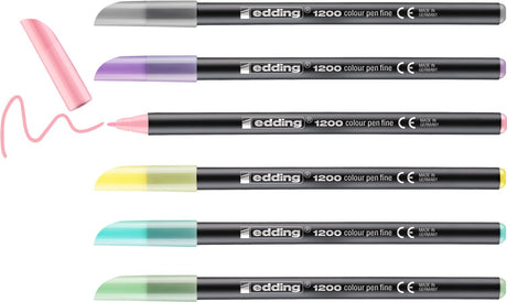 Edding 1200 – Feine Filzstifte in Pastellfarben – Set mit 6 Farben – Zurück zur Schule