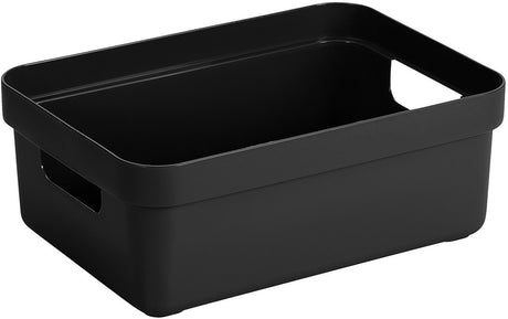 Sunware Sigma Home Aufbewahrungsbox 9l – 35x24,6x12,2 cm – Schwarz – BPA-freier Kunststoff, stapelbar (Deckel separat erhältlich) – stilvoller Aufbewahrungskorb für Kinderzimmer Wohnzimmer