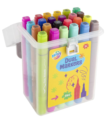 Moxy dual markers fluor 24 stuks in transparante box