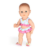 Puppenbikini mit Flamingo-Hausschuhen, 35-45 cm