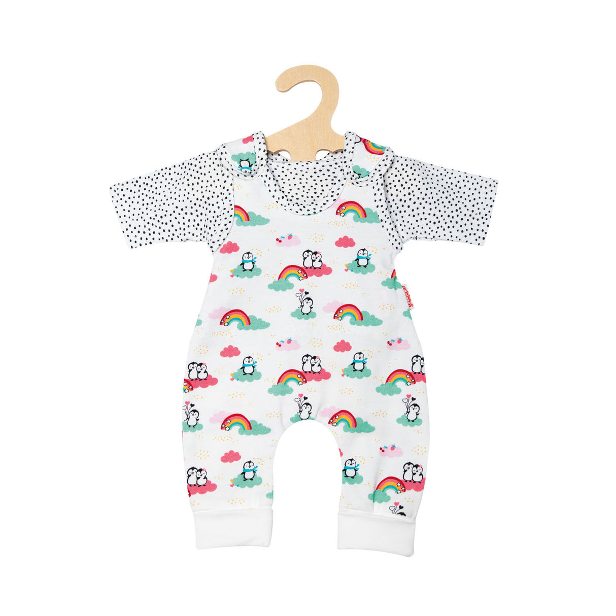 Poppen Romper Pinguin mat T-Shirt, 28-35 cm