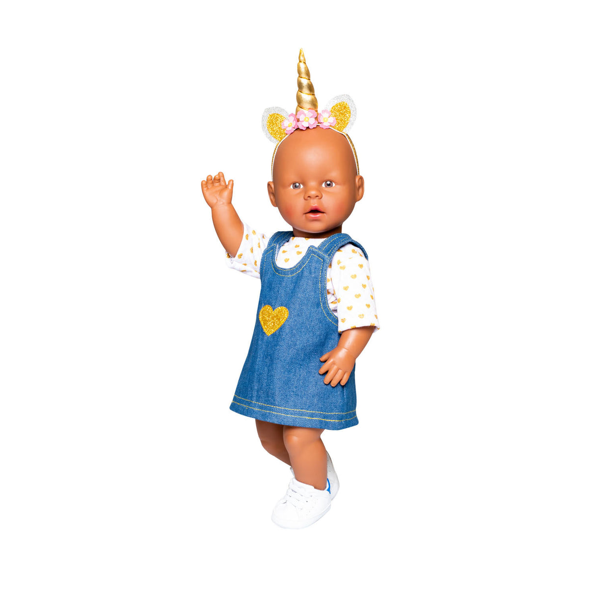 Heless Puppenkleid mit goldenem T-Shirt, 35-45 cm