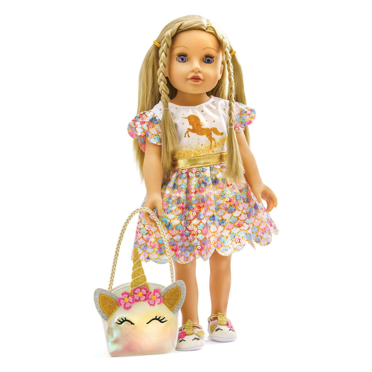 Heless Pu-Glitzer Clay Einhorn gold, Größe 28-35cm