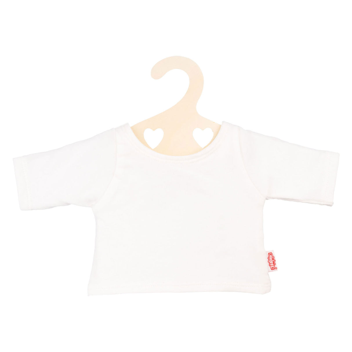 T-shirt Heless Dolls blanc sur le cintre de vêtements, taille 28-35 cm