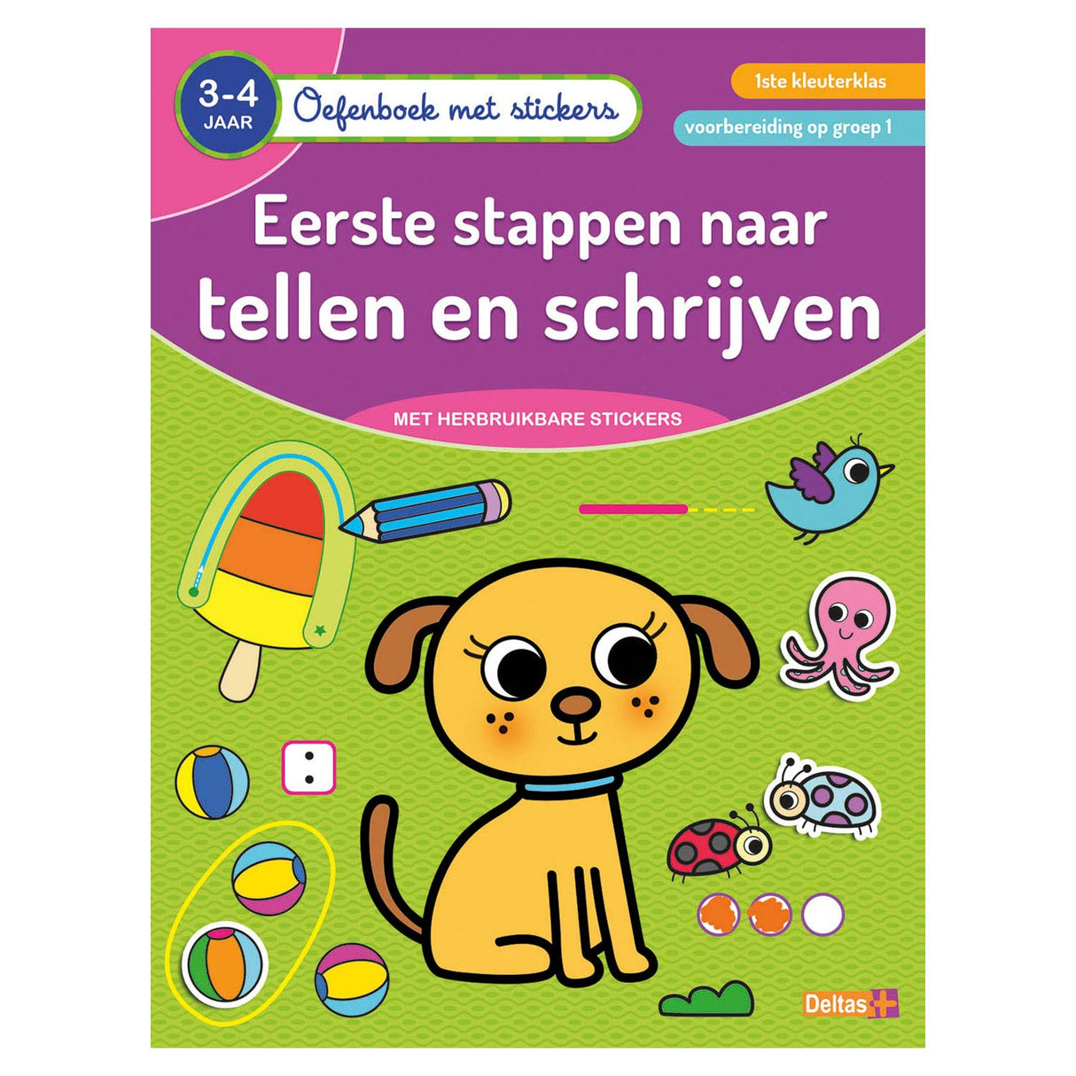 DelTas Übung Buch mat Sticker zielen an schreiwen (3-4 Joer)