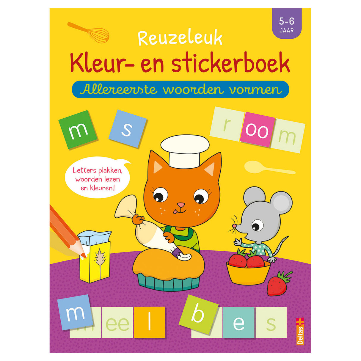 Deltas reuzeleuk kleuren stickerboek allereerste woorden vormen