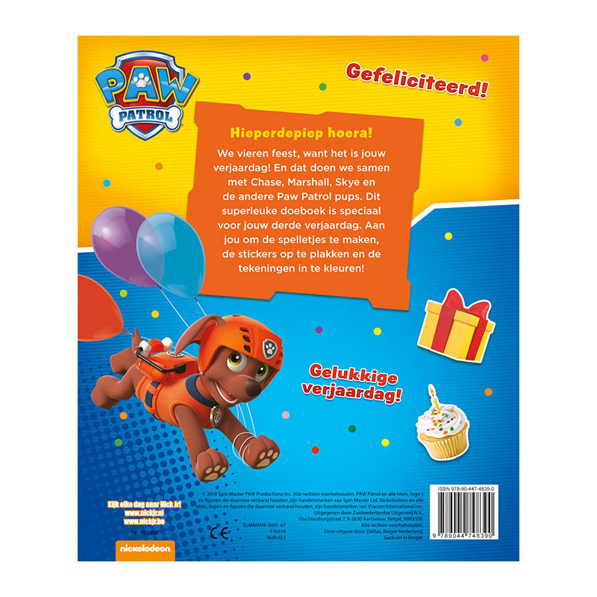 Paw Patrol Birthday Book - Hurra, 3 år!