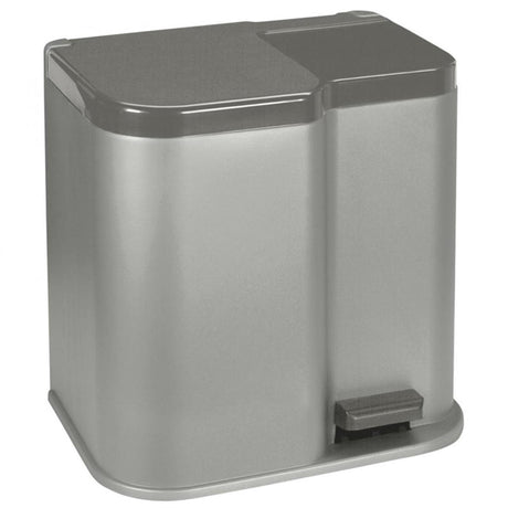 Hurver Pedal Bin Duo 15l 6l Silber