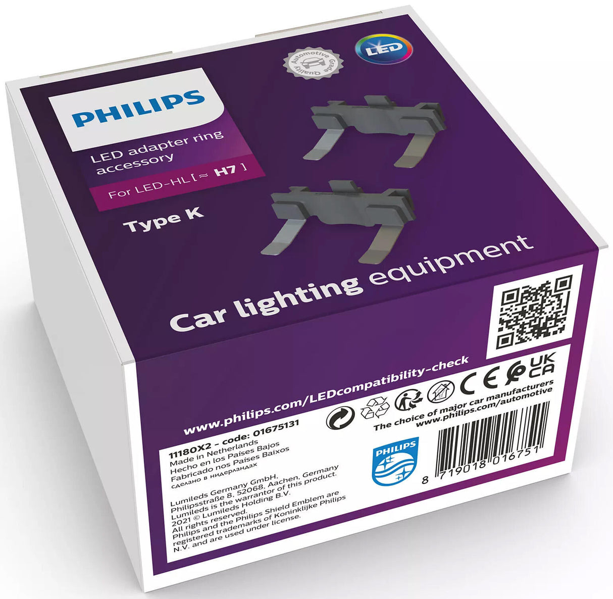 Philips Adapter Ultinon Pro6000 Adapterring LED H7 Typ 11180x2