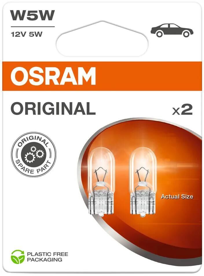 Osram Glassockel-Glühbirne 12 V, 5 W Glaszelle. 12v5w 2pcsb Sockel w2.1x9.5d