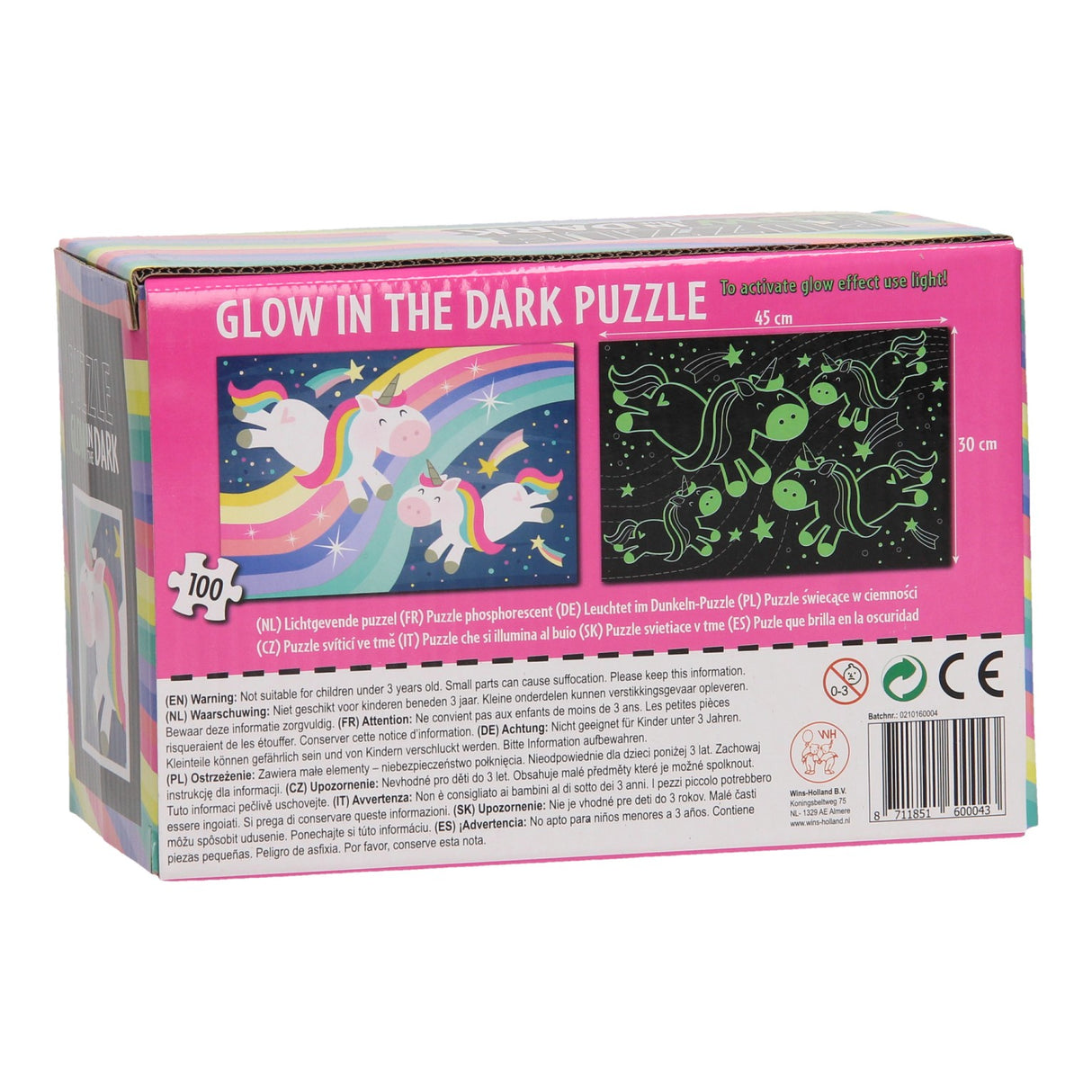 Puzzle leuchtet im Dunkeln - Einhorn, 100 Teile.