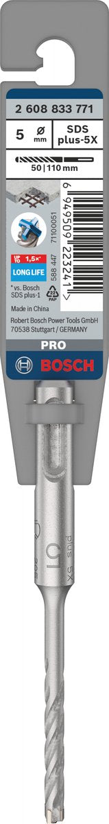 Bosch Pro SDS Plus-5x Schlagbohrmaschine, 5 x 50 x 110 mm