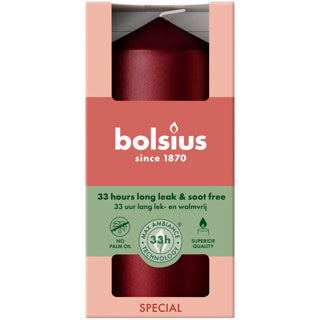 Bolsius Stumpenkerze 120 58 metallic rot | 6 Stück