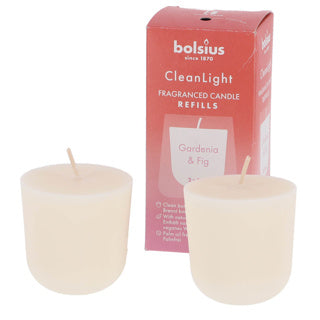 Bolsius Nachfüllung Clean Light Pack 2 Gardenie Feige | 6 Stück