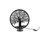 Tischlampe Lebensbaum rund aus schwarzem Metall 34x13x37cm