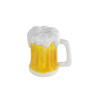Spardose Bierkrug gelb weiß Steingut 14x10x14,5cm gelb