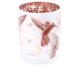 No brand Teelichthalter Kolibri l weiß braunes Glas 10x10x12,5cm | 2 Stk