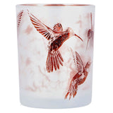 No brand Teelichthalter Kolibri l weiß braunes Glas 10x10x12,5cm | 2 Stk