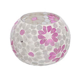 Keine Marke Laterne Holly l weiß rosa Kugelglas 10x14x14cm | 2 Stk