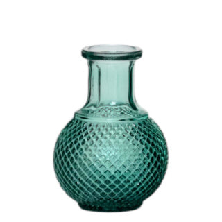 Vaas sunny fles mini blauw groen h11,5 d8,5 cm | 24 stuks