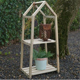 No brand Pflanzenregal mit 2 Ebenen 76 cm natur | 2 Stk
