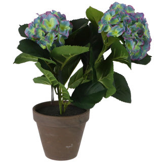Künstliche Pflanze Hortensie lila im Topf