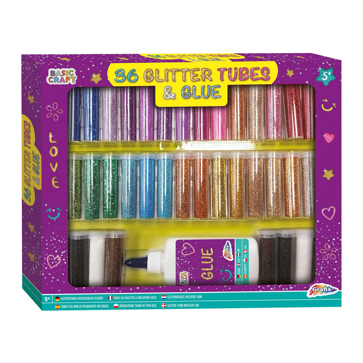 Kreativen Handwierksportgréisst Glitter Set Deluxe Set, 37Dlg.