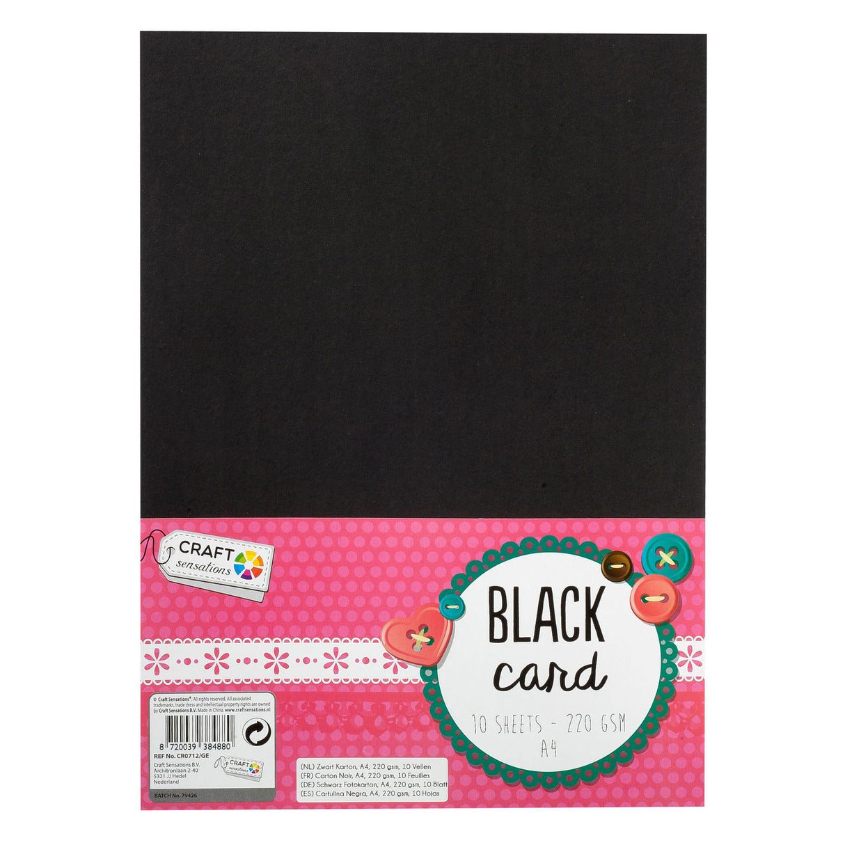 Kreative Bastelgruppe Hobbykarton schwarz A4, 10 Blatt
