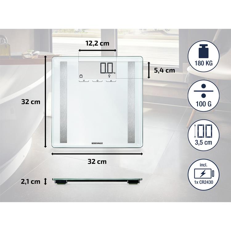 Soehnle 63858 Shape Sense Control 200 digitale Personenwaage weiß