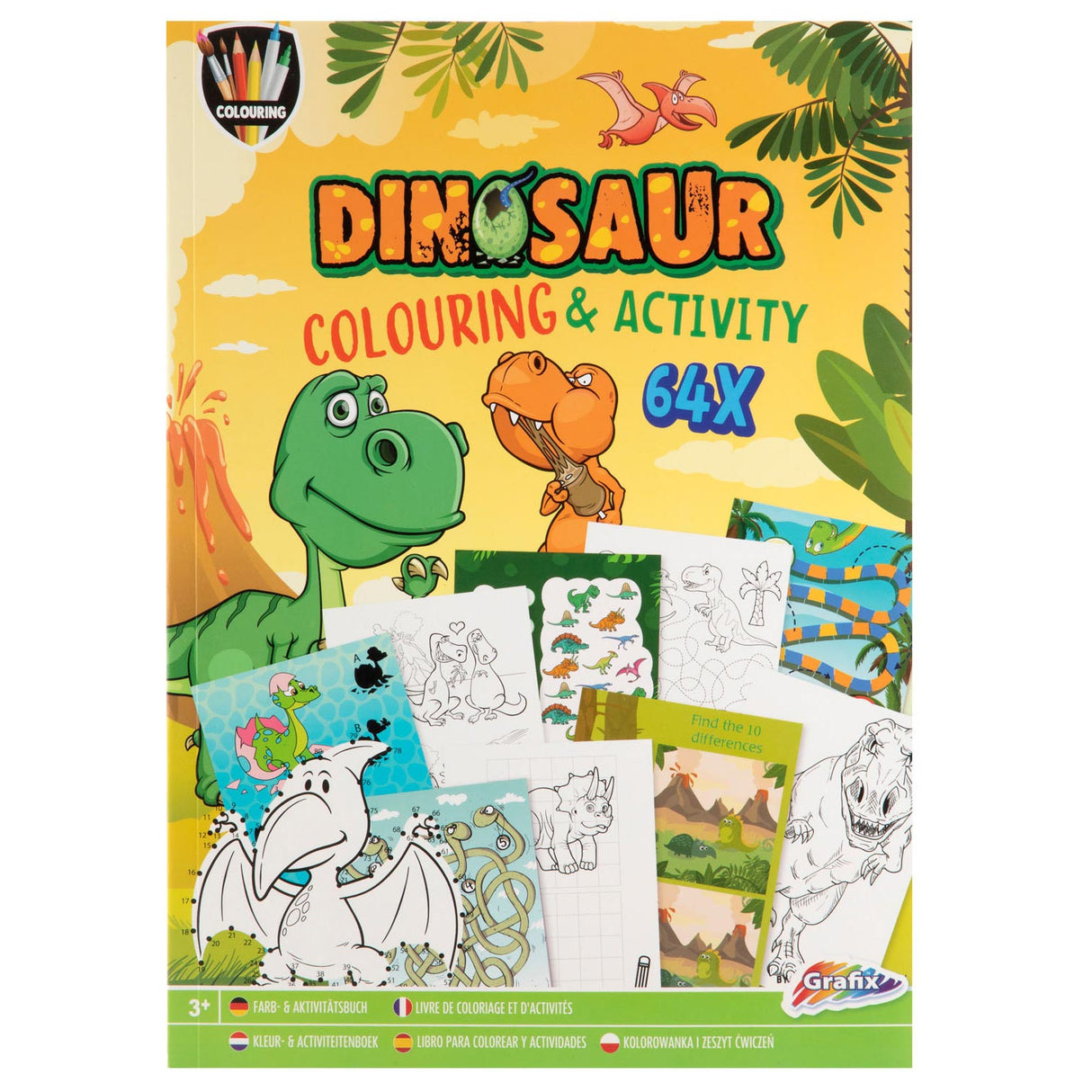 Kreatives Bastelgruppen -Farben -Aktivitätsbuch Dino, 64PAG.