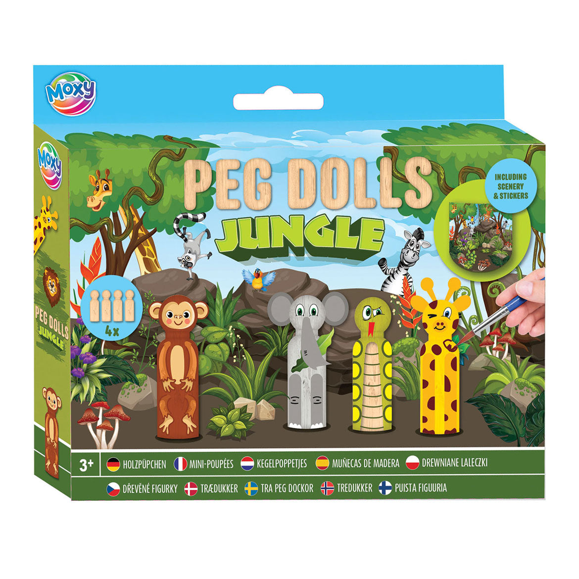 Kreativní řemeslná skupina dřevěná Kegel Dolls Craft Set Jungle