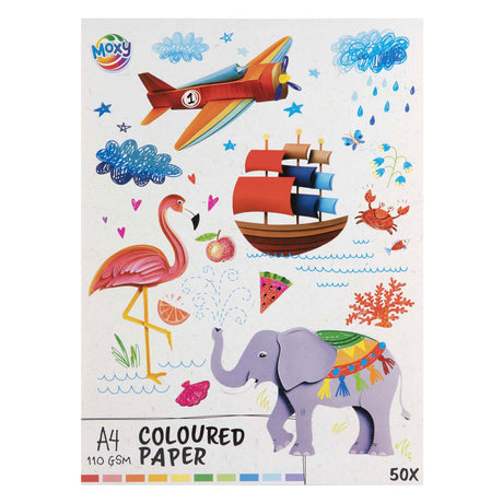 Kreative Bastelgruppe, farbiges Papier A4, 50 Blatt – 10 Farben