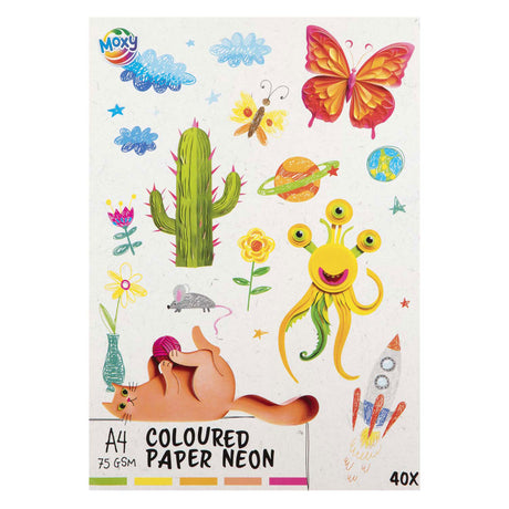 Kreative Bastelgruppe, farbiges Papier, Fluoro A4, 40 Blatt, 5 Farben