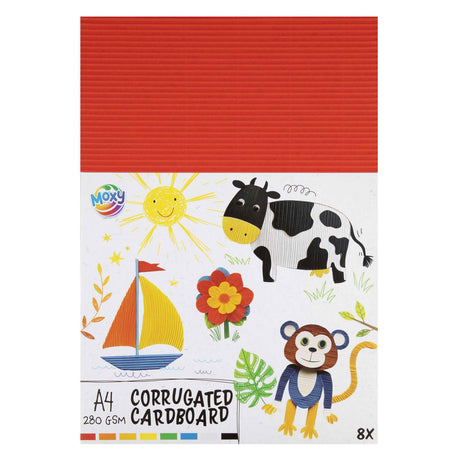 Kreative Bastelgruppe gerippter Bastelkarton A4, 8 Blatt, 8 Farben