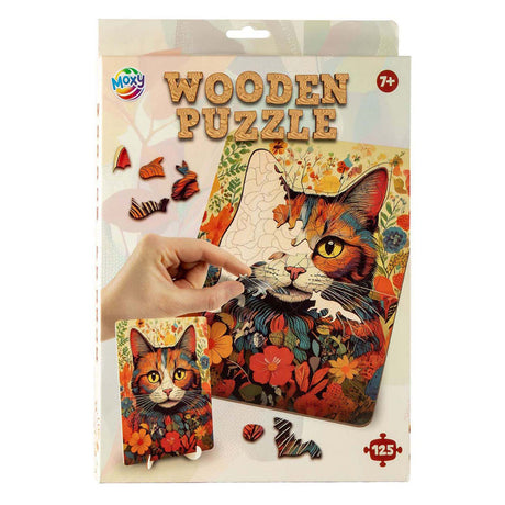Moxy Holzpuzzle Katze mit einzigartigen Formen, 130 Teile