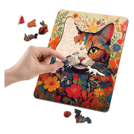 Moxy Holzpuzzle Katze mit einzigartigen Formen, 130 Teile