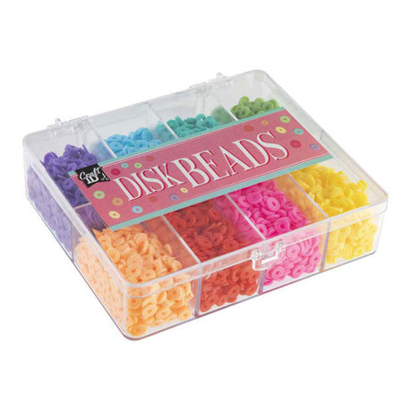 Creative craft group schijfkralen in opbergbox - 8 kleuren