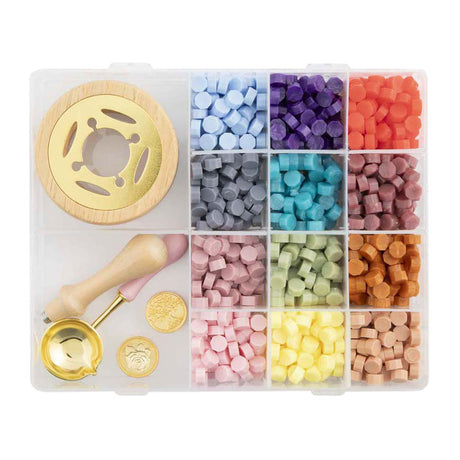 Creative craft group lakzegel set - incl. 12 kleuren, 2 stempels lepel